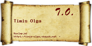 Timis Olga névjegykártya